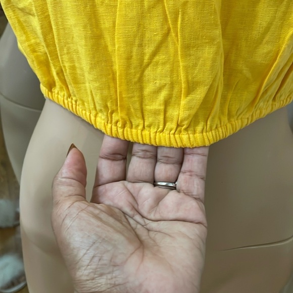 Farm Rio Summer Party Croop yellow One-Shoulder tank Top New - Picture 3 of 13